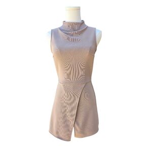 Blanc Tan Sleeveless Open Back Mini Romper